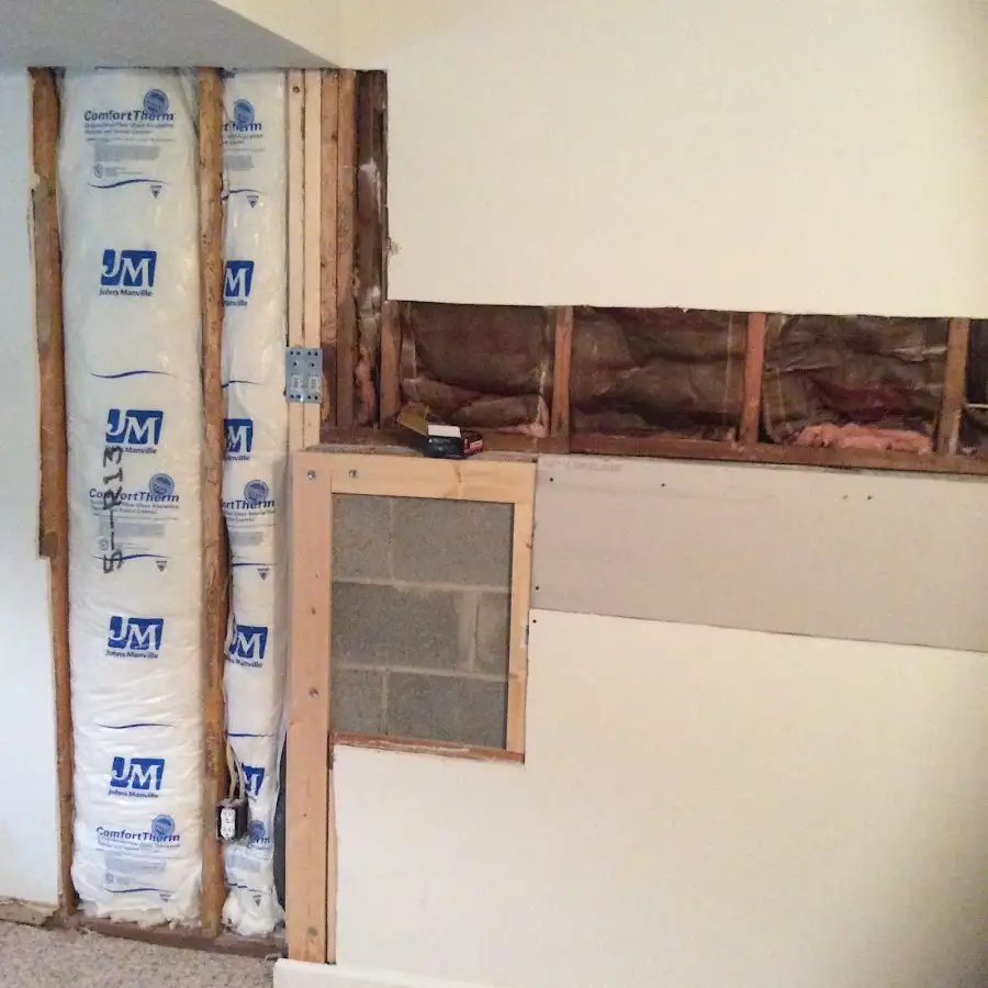 Wall insulation replacement during Basement Flood Cleanup in North Syracuse